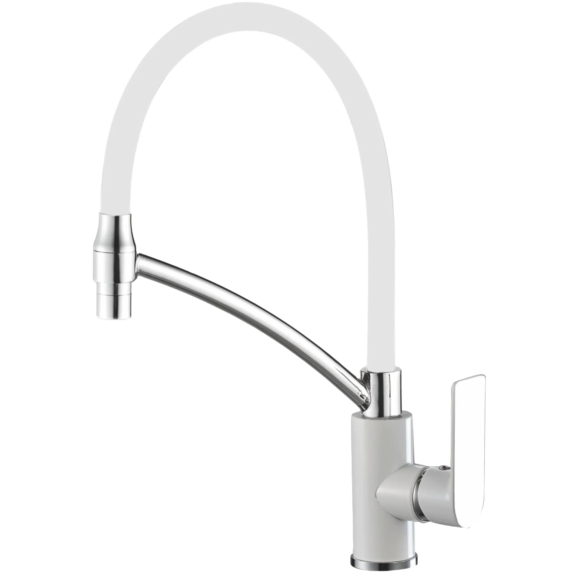 Смеситель для кухни, гибкий излив, латунь, белый/хром HB 72505-8