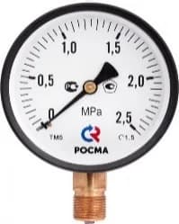 Росма ТМ-210Р.00(0-1МРа)G1/4.150С.2,5 МАНОМЕТР 50 мм., ТИП-ТМ-210Р, G1/4 (снизу), 0-1МРа, кл. 2,5 корп.-сталь, 150град