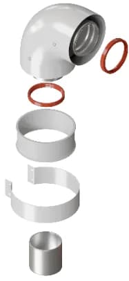 ROMMER RCA-6010-210190 Начальный участок 60/100 (Baxi (кроме ECO Nova/Classic), Ariston, Vaillant, Viessmann, Kiturami, Mizudo, Beretta, Oasis, Wolf, Haier, Tiberis, DeDietrich, Arderia) хомут в комплекте + втулка D60 L-50